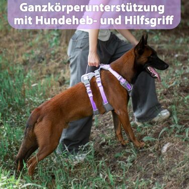 Шлейка безпеки для собак Huntboo, анти-втеча, для панічних собак, з ручкою, регульована, для маленьких, середніх та великих собак (лавандовий, M)