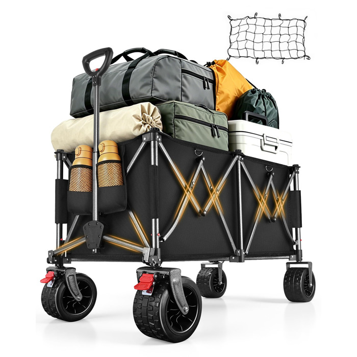 Візок-садовий YEAUPE PRO 260L, вантажопідйомність 250 кг, гальма, колеса All Terrain 17x10 см, чорний