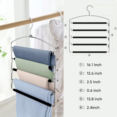 Housolution Плечики для штанів металеві, 35 см, 4 шт., чорні, з антиковзким покриттям для одягу, шарфів, краваток