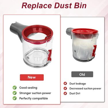 Замінник контейнера для пилу сумісний з Dyson V7 V8 SV10 SV11, покращений пилозбірник з HEPA та попереднім фільтром + щітка для чищення, каністра для пилу, запчастини Dyson 967699-01