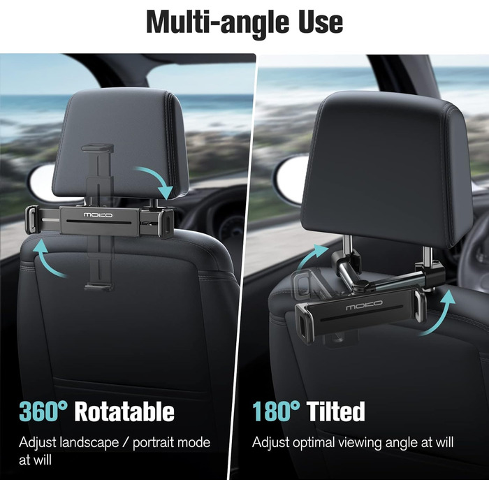 Тримач для планшету в авто MoKo, регульований, універсальний, для iPad, Galaxy Tab, iPhone, сірий