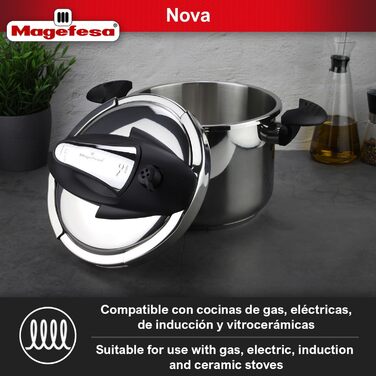 Скороварка з нержавіючої сталі Magefesa Nova 4 л з датчиком тиску, для індукції, енергозберігаюча
