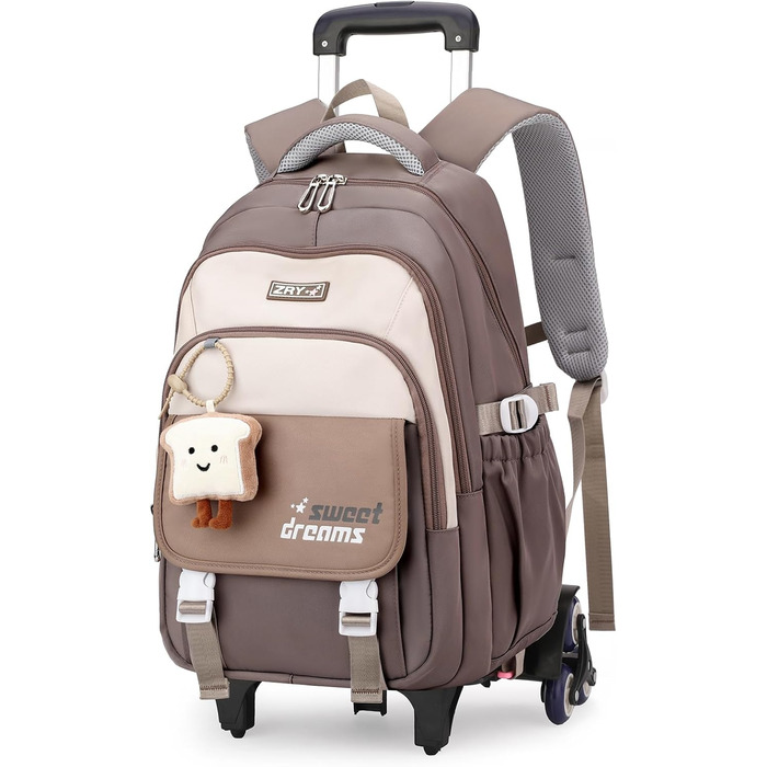 Шкільний рюкзак-роликовий для дівчаток-підлітків, 36L, зелений (коричневий)