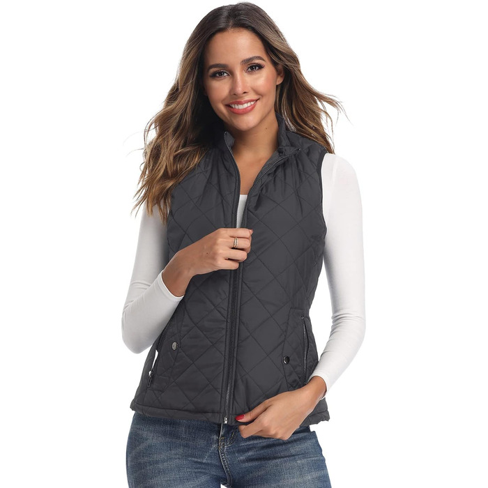 Жіноча легка куртка Longking з блискавкою, вологовідштовхуюча, для активного відпочинку (S, темно-сірий)