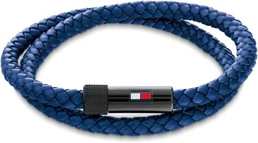 Чоловічий шкіряний браслет Tommy Hilfiger з магнітною застібкою (Синій)