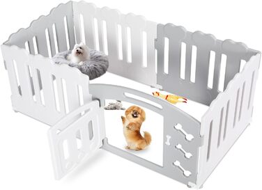 Летворешітка для цуценят Mamizо 60 см, 5+1 панелей, сіра та біла. З торцем та кріпленнями для підлоги. Ідеально для квартири.