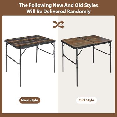 REDCAMP Складний столик з регулюванням висоти, легкий портативний туристичний столик 60x40 см (4 положення) з сітчатим шаром, для дому та відпочинку на природі, балкону, ринку, кухні, темно-коричневий (декор під дерево, 90x60 см (2 положення))