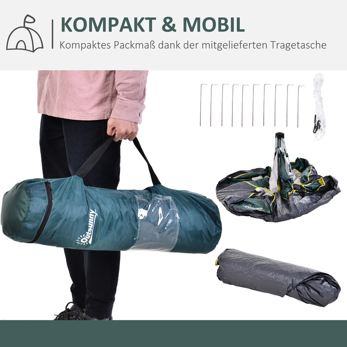 Купол намет Outsunny на 3 особи, поліестер, зелений, 205x195x135 см, кілочки | Aosom