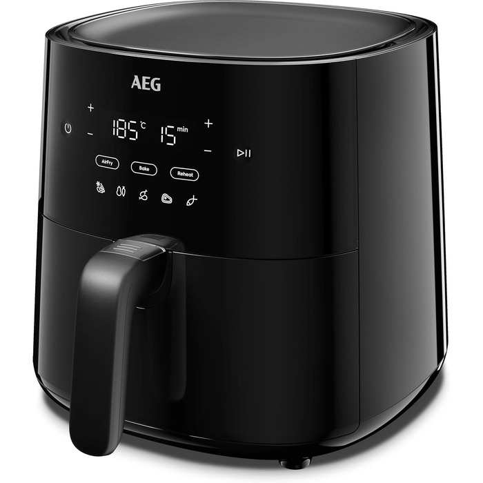 AEG AAF3B Hot Air Fryer / IF Design Award 2024 / Little to no oil / 8 programs / programmable / preheat function / 3.3l / dishwasher-safe / heat protection / flip reminder / black, 3.3l capacity, Series 6000