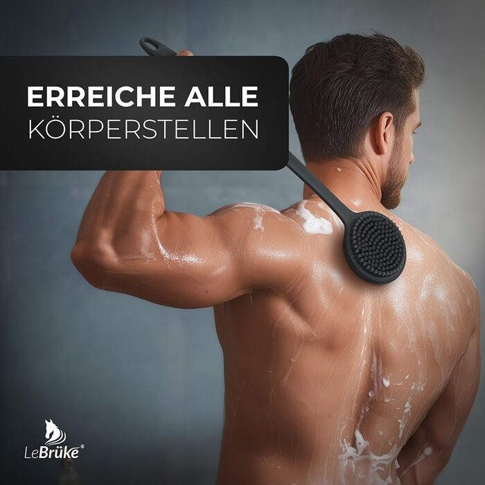Силіконова щітка для спини Lebrüke® - Скребок для тіла з довгою ручкою для душу