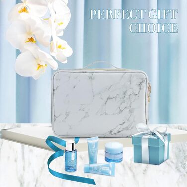 Cosmetic Bag Large Travel Make up Bag Toiletry Bag Cosmetic Suitcase Wash Bag Makeup Bag Beauty Case Travel Luggage, (Marble)