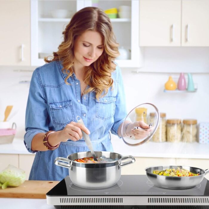 Набір кухонного посуду Duxtop Whole-Clad 10 предметів: каструлі та сковорідки з нержавіючої сталі, індукційний, 19 предметів