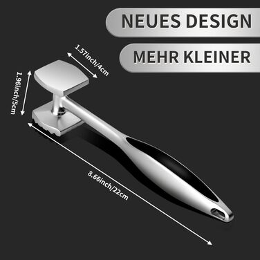 Молоток для м'яса Fleischhämmer з нержавіючої сталі, двосторонній, для шніцелів, котлет, стейків - ніж для розм'якшення м'яса