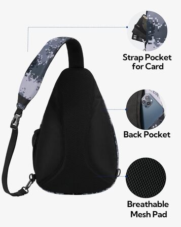 Сумка через плече WATERFLY: рюкзак-слінг для туризму, велоспорту та подорожей (Tarnweiß)