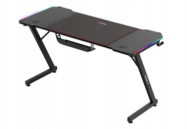 Ігровий стіл Huzaro, чорний, з LED-підсвіткою, 140x60 см, з пультом керування та килимком