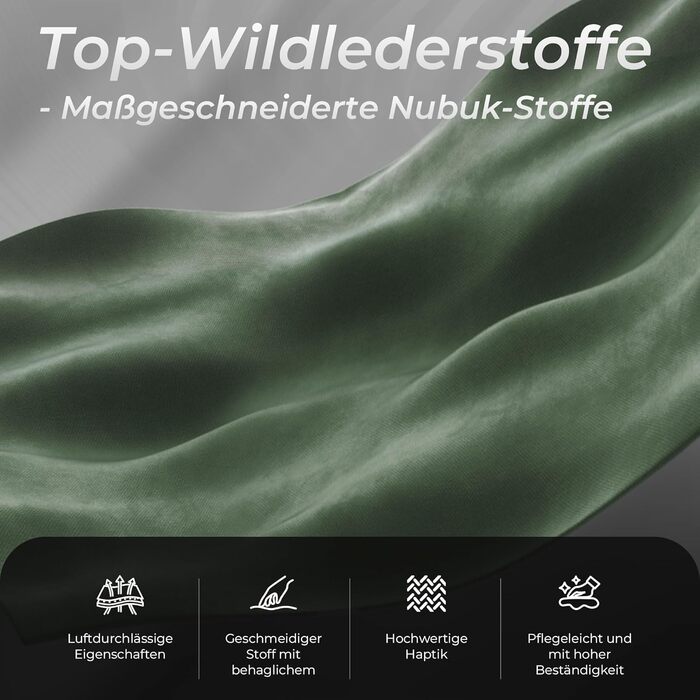 Ігровий крісло Dowinx з мікрофібри-велюру: дихаюче, ергономічне, з підніжкою (зелене)