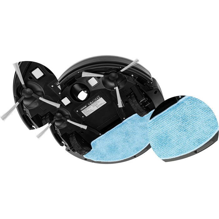 Робот-пилосос з функцією миття - 3 в 1. З пультом дистанційного керування, акумулятор 120 хв, для твердих підлог, килимів, шерсті тварин. Чорний.