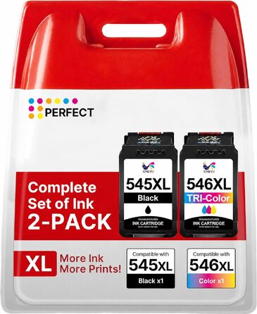 Картриджі PG-545XL та CL-546XL сумісні для принтерів Canon Pixma (комплект чорний та кольоровий, збільшений об'єм XL)