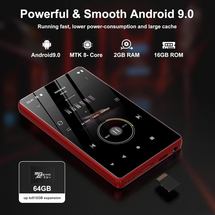 MP3 плеєр SWOFY 80GB з Bluetooth та WiFi, 4.0