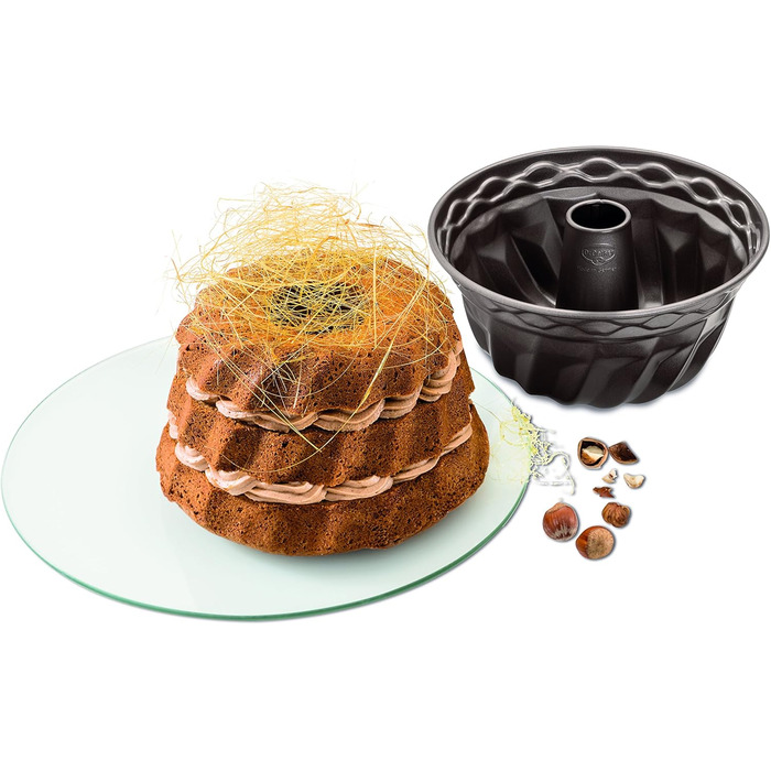 Dr. Oetker Gugelhupf Ø 22 cm, round baking tin from the Back-Edition series made of steel, Bundt tin with non-stick coating (color: brown), quantity: 1 piece
