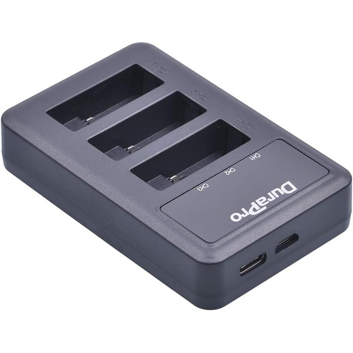 Акумулятор DuraPro 3 шт. 1600mAh для GoPro Hero 5/6/7 + Швидка зарядка LED 3 слоти USB Type-C