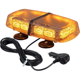 Сигнальна стробоскопічна LED лампа EYPINS 72 LED, 12/24V, 36W, магнітна, IP65, помаранчева, для авто і вантажівок, аварійне попереджувальне світло з 7 режимами
