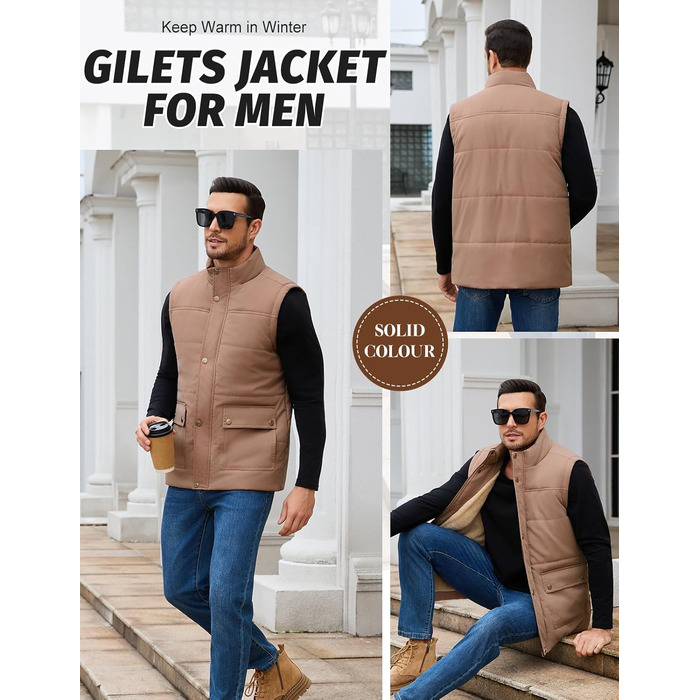 Чоловіча степкова жилетка Lonya Weste, водонепроникна, тепла, з флісовою підкладкою, з кишенями, хакі, розмір M