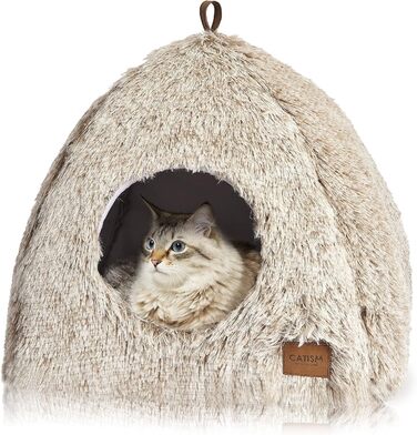 Cat Bed Washable Cat Sleeping Place for Cats Cat Cave Plush Pet Cat Head Pillow Cat House Cat Cushion Fluffy Kitten Puppy Snuggle Bed Pet Bed White (Coffee, Medium)