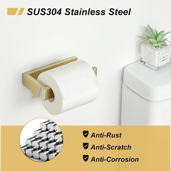 Тримач для туалетного паперу SAYAYO, stainless steel, золотистий, 150 мм, настінний для ванної кімнати та кухні