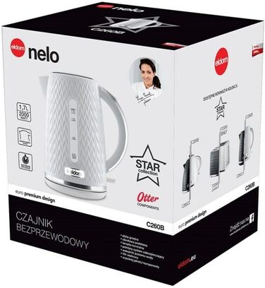 Електричний чайник Eldom C260 | 1.7 л | 2000 Вт | Ретро дизайн, білий | з індикатором рівня води