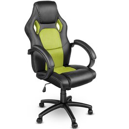 Крісло гоночне TRESKO Racing для офісу, обертове, 14 кольорів, з підлокітниками, механізм гойдання, сертифікат SGS (Світло-зелене)