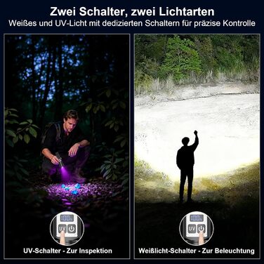 Ліхтар Shadowhawk 2-в-1 LED/UV, акумуляторний, 500000 люмен. Ідеально для інспекції, кемпінгу та відпочинку на природі. З регулюванням яскравості та UV-режимом.