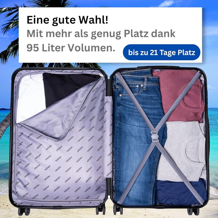 NOWI® Валіза Koffer Klein: 55x40x20 см, 34 л, ручна, для Ryanair, Lufthansa, 55x40x20, металік зелений