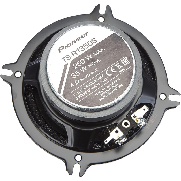 Автомобільна коаксіальна акустика Pioneer TS-R1350S 13 см, 3-смугові динаміки, 2 шт, 250 Вт, IMPP мембрана, монтажна глибина 47 мм, з решіткою