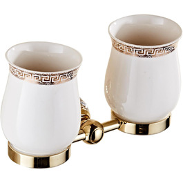 Golden Bathroom Toothbrush Holder, Gold Crystals, Bathroom Hardware (Double Toothbrush holder, Bright Gold)