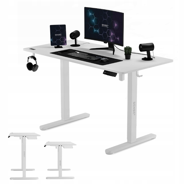 Електричний стіл для роботи Sense7 з регулюванням висоти, 120x60 см, 72-118 см, білий