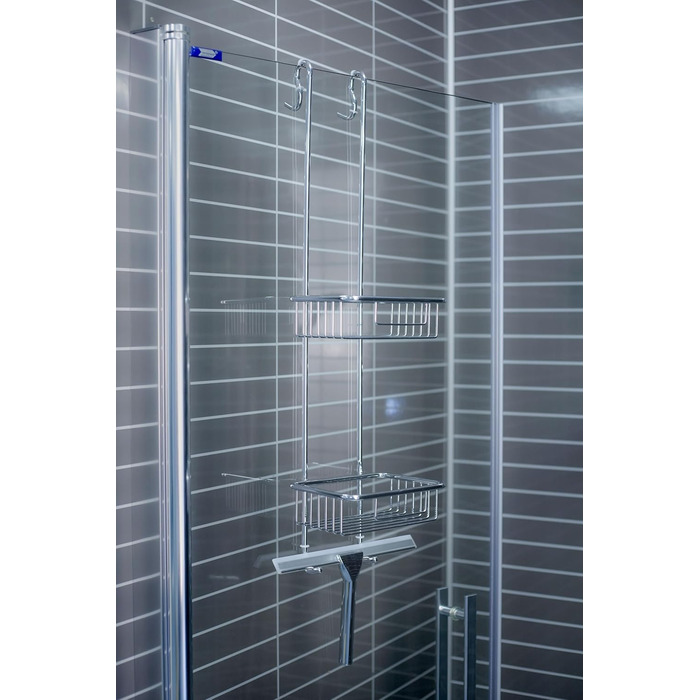 Підвісна душова полиця Euroshowers з нержавіючої сталі, хромована, без свердління, для зберігання шампуню, з душовим скребком
