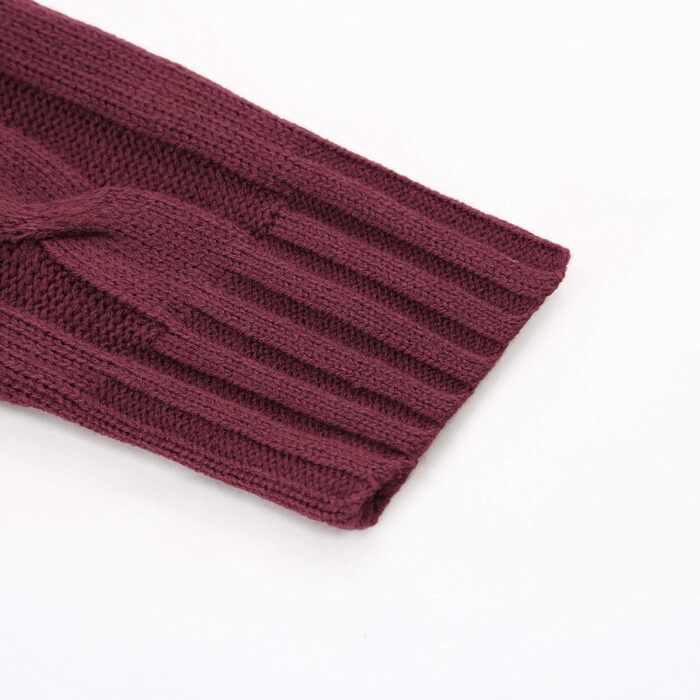 Чоловічий кардиган PJ PAUL JONES з в'язаним візерунком коси та ґудзиками, з ребристою стійкою комірцем для осені/зими (M, Бордовий)