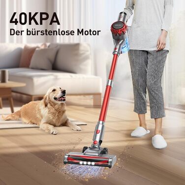 Бездротовий пилосос 40000Pa з акумулятором, 55 хв роботи, сенсорний екран та щітка Anti-Tangle, для твердих поверхонь, килимів, шерсті тварин