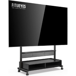 Підставка для телевізора FITUEYES на колесах, регульована по висоті, для телевізорів 70-100 дюймів, VESA 850x600 мм, чорний