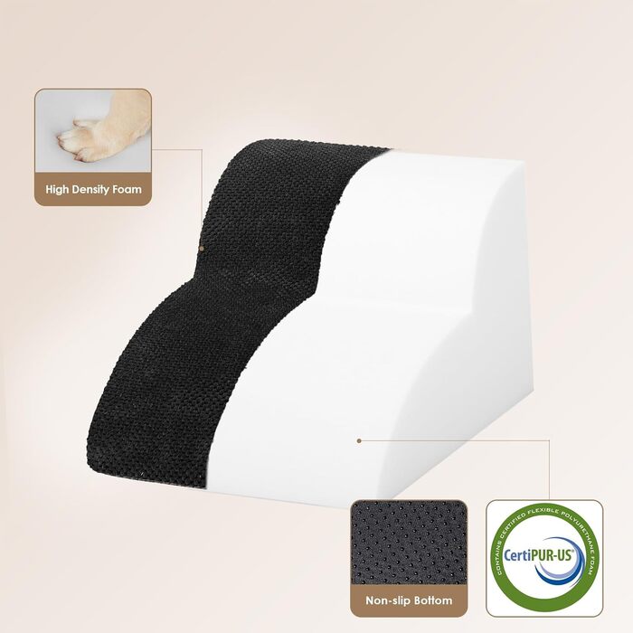 Сходинки для собак EHEYCIGA - 40 см, сірі. Зручні сходи для маленьких собак до ліжка/софи. 3 сходи, неслизьке покриття, миючий чохол. Розміри: 40 x 50 x 30 см