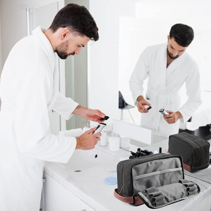 Чоловіча та жіноча дорожня косметичка/туалетна сумка з канвасу, велика (28x16x14 см)