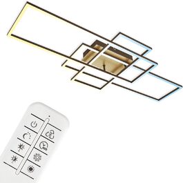 BRILONER - LED Ceiling Lamp with Remote Control, Dimmable, Adjustable from Warm White to Neutral White, Lamp, LED Ceiling Light, Living Room Lamp, Bedroom Lamp, Kitchen Lamp, 104x42x10 cm, (Gold, 104 x 71 cm)