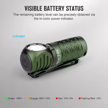 Ліхтарик налобний OLIGHT Perun 2 Mini LED, 1100 люмен, 150 м, USB-зарядка, EDC, червоне світло, 5 режимів, водонепроникний, з налобною стрічкою, для кемпінгу, надзвичайних ситуацій (зелений, нейтрально-білий)