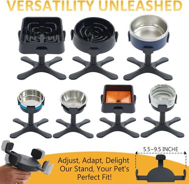 Підвищений годівниця для собак DOUDING з нержавіючої сталі, регульована висота та нахил, антиковзаюча, для малих, середніх та великих собак