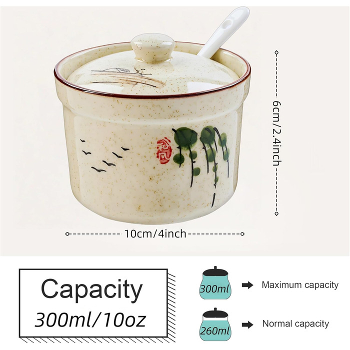 Керамічна цукерниця з ложкою, 430 мл, з кришкою та ложкою, для кухні, дому, кав'ярні (білий)