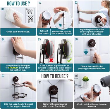 TAILI Shower Soap Dish with Drain and Hook, MAX Holds 5 KG, Stainless Steel Soap Dishes No Drilling, Bathroom Soap Holder Wall Mount, Double Soap Holder with Suction Cup, Sponge Holder, Brown