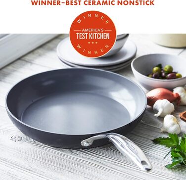 GreenPan Valencia Pro Ceramic Non-Stick Fry Pan - 28cm, PFAS-Free, Stainless Steel Handle, Induction, Oven & Dishwasher Safe, Grey