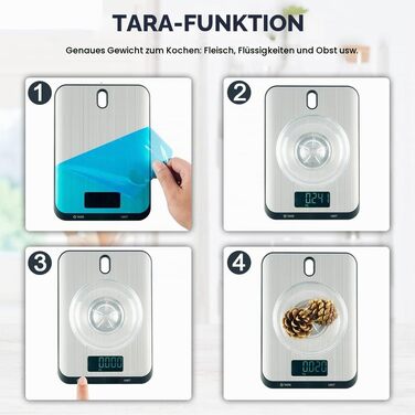 Цифрова кухонна вага QL з настінним кріпленням, stainless steel, до 10 кг, точність 1г, LCD-дисплей, функція тари, чорна