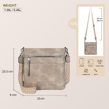 Сумка жіноча Gladdon середнього розміру через плече, шкіряна крос-боді, колір світло-бежевий (Helltaupe)